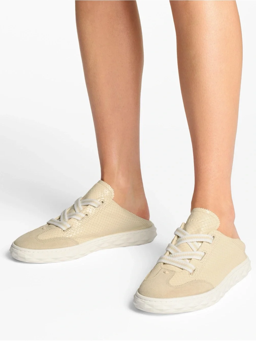 New JIMMY CHOO Diamond Light Flex Leather Low-Top Trainers $625 38.5